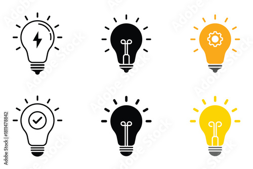Light bulb with rays. Lighting electric lamp. Creative idea, solution, thinking concept stock illustration