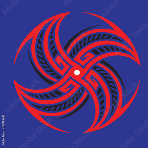 tribal inspired geometric swirl.