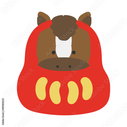 午年　干支達磨（だるま）　イラスト（赤）