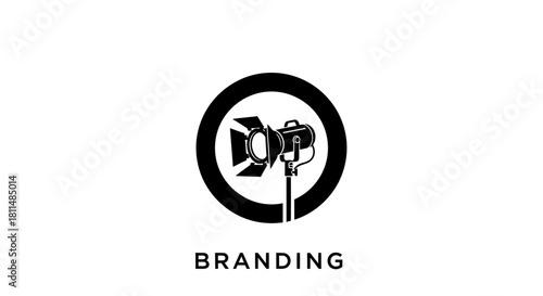 Monochrome Photography Studio Light Icon for Branding, Illustrative Representation, Iconography, and Design Projects