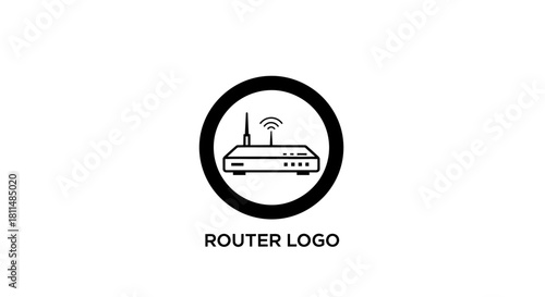 Modern Router Logo Design Wireless Network Icon for Internet Connectivity and Technology Solutions