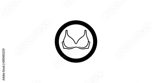Bra Line Art Circle Icon Intimate Apparel Minimalist Sign for Fashion, Clothing, and Personal Care