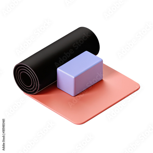 Yoga mat with blocks clipart wellness element fitness equipment for exercise and stretching