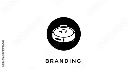 Sleek Robot Vacuum Icon Minimalist Design for Modern Home Automation Branding Solutions