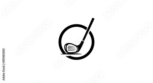 Golf Club Icon Design Swing into Style with this Minimalist Black and White Vector Illustration for Sports Enthusiasts
