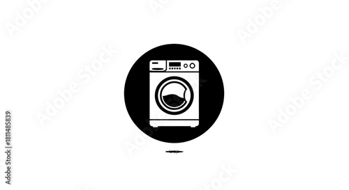 Simple Washer Symbol Icon for Laundry Room Notices or Repair Guides - Minimalist Washing Machine Graphic