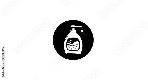 Iconic Liquid Soap Dispenser for Hygiene and Cleanliness in Black and White, Perfect for a Health-Focused Design