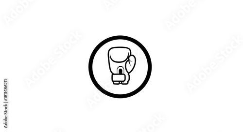 Boxing Glove Icon Punching Power Symbol in a Circular Design for Sports & Fighting Concepts