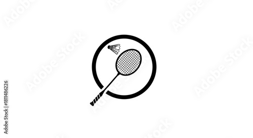 Badminton Racket and Shuttlecock Icon Sleek Sport Equipment Design for Games and Fitness Enthusiasts