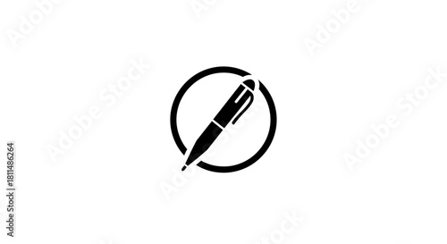Simple Pen Icon Design in a Circle Frame for Graphic Design Projects and Creative Projects