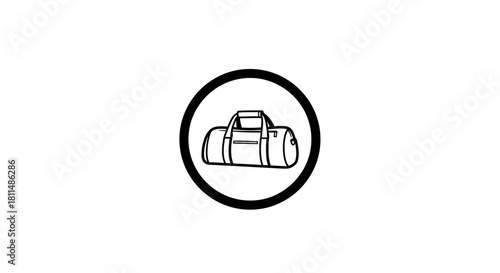 Duffel Bag in a Circle Icon Stylish Travel and Gym Essentials, Perfect for Modern Design and Minimalist Visual Communication
