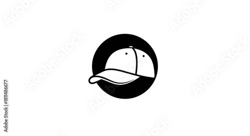 Cap Icon in Circular Frame Stylish Headwear Symbol for Fashion and Casual Wear Designs, Sports and Modern Branding Projects
