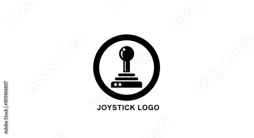 Joystick Logo Modern Gaming Icon with Sleek Design & Black Circle Border, Perfect for Gamers & Tech Enthusiasts