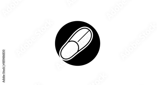 Pill in Circle Icon Pharmaceutical Health, Medical Treatment, and Healthcare Symbol