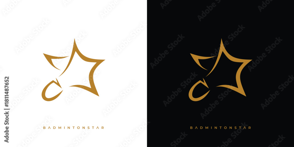 Naklejka premium Unique and elegant the badminton star logo design