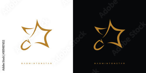 Unique and elegant the badminton star logo design