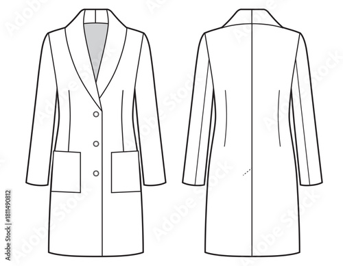 Womens coat fashion technical drawing