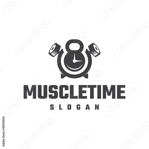 gym muscle time logo vector