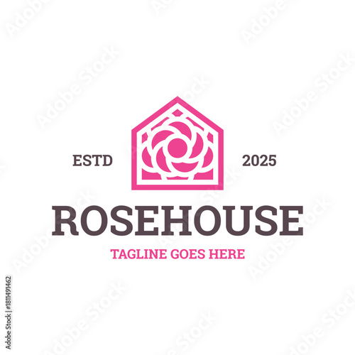 beauty rose house logo vector