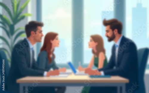 Wallpaper Mural business meeting - out of focus behind glass wall - office work illustration. High quality Torontodigital.ca