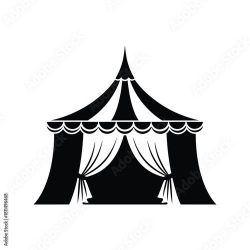 Circus tent or event marquee icon silhouette. classic big top entertainment venue graphic design element Vector, illustration