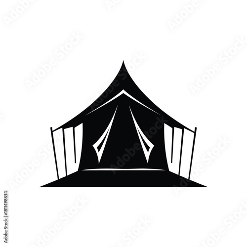 Stylized tent silhouette vector graphic for camping adventure, outdoor events, glamping, or circus themes isolated Vector, illustration