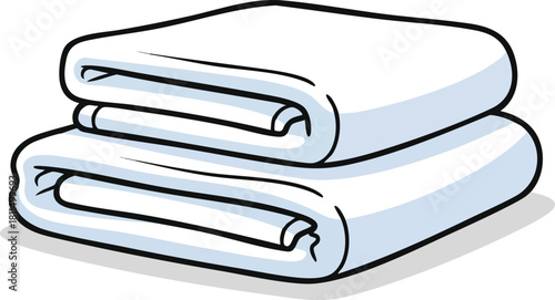 Two Clean White Folded Towels Stacked Neatly on a White Surface with Soft Shadows