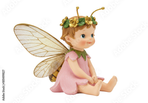 Isolated Angelic Figurine Sweet, charming and innocent fairy figure with honey bee body and wings