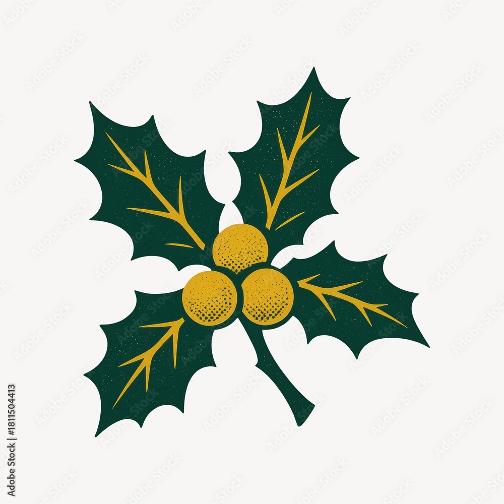 Obraz premium Festive holly with golden berries.