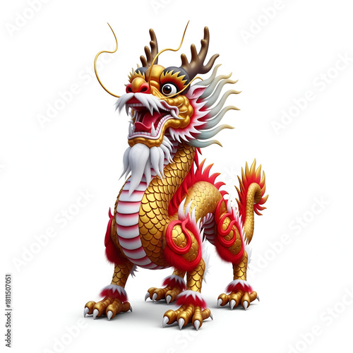 Wallpaper Mural Mythical Chinese dragon standing majestic figurine fierce decoration clipart illustration Torontodigital.ca