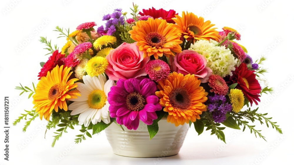 Obraz premium Colorful flower arrangement isolated on white background