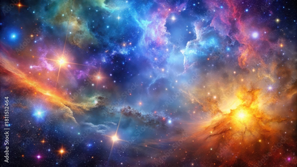 Fototapeta premium Cosmic galaxy background with vibrant stars and nebulas