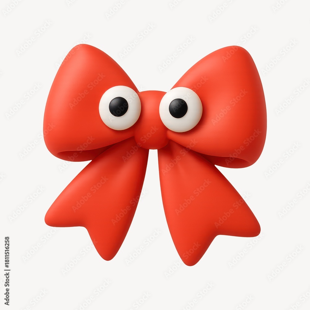 Obraz premium Playful red bow with eyes.