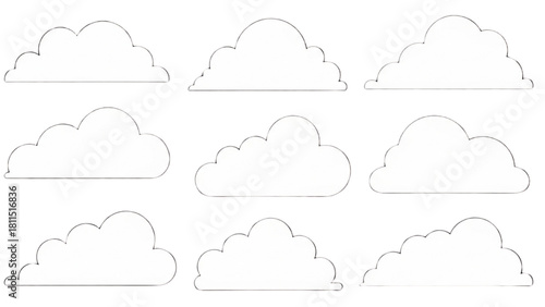 Set of Cloud Outlines Weather Illustrations for Design and Conceptual Projects