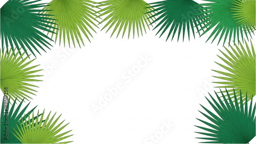 Tropical Palm Fronds Border - Lush Greenery and Nature Design Element