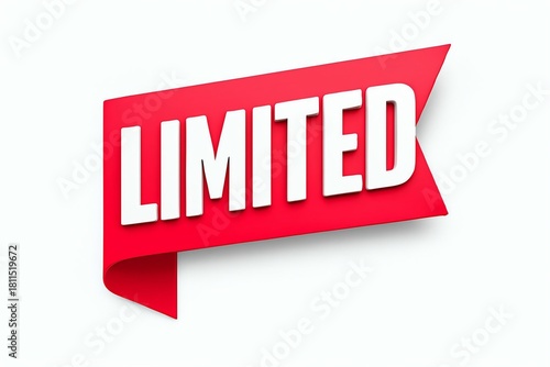 Bold red banner with the word limited in white capital letters signifying scarcity and special offers