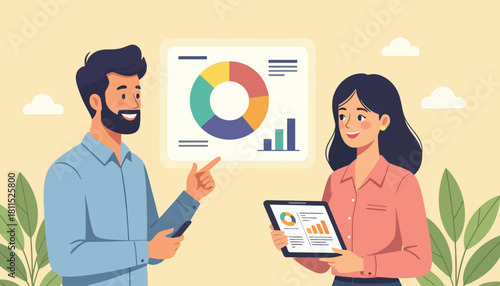 Data Analysis and Business Growth Teamwork for Strategic Success with Charts and Figures