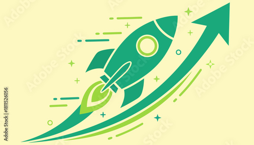 Dynamic Rocket Launching Towards Success and Growth, Symbolizing Business Startup Progress and Innovation