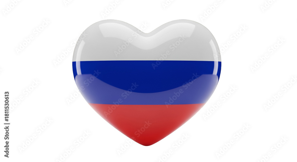 Obraz premium Russian Heart: A stylized heart, colored in the red, white, and blue of the Russian flag. Symbolic of love and patriotism.
