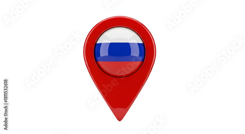 Free Download Location Marker for Russia: A vivid, red location marker bearing the flag of Russia, symbolizing destinations and points of interest. - GFXLoad