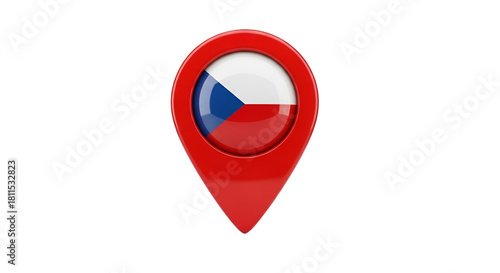Free Download Czech Republic Landmark: A vibrant red location marker with the flag of the Czech Republic, symbolizing destinations. A symbol of national pride, travel, and international identity. - GFXLoad