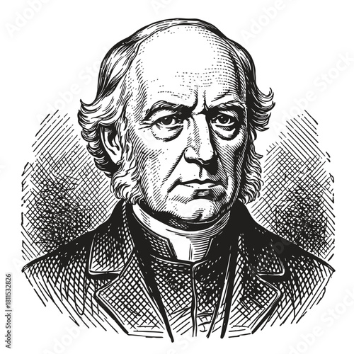 Vintage Engraving of a Distinguished Clergyman
