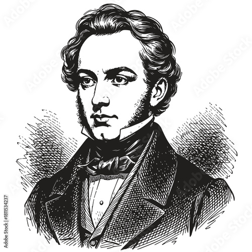 Vintage Engraved Portrait of a 19th Century Gentleman