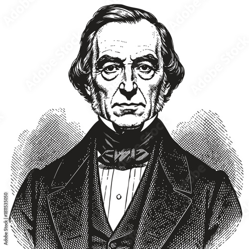 Vintage Engraved Portrait of a Distinguished Gentleman