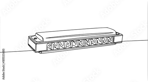 Harmonica outline in minimalist style, perfect for music themed designs or artistic projects, a classic wind instrument