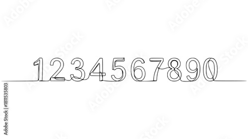 Elegant one-line art illustration of numbers from zero to nine, perfect for modern design and stylish infographics