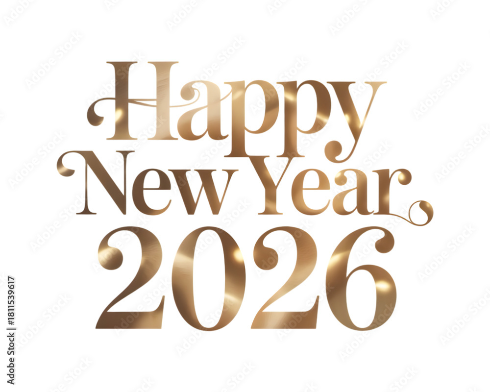 Fototapeta premium Elegant Gold “Happy New Year 2026” Typography with Metallic Shimmer