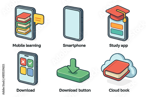 Educational mobile apps and tools for e-learning with smartphones and download features