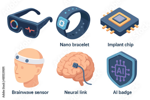 Innovative wearable tech and ai integration concepts: glasses, bracelets, chips, and neural links