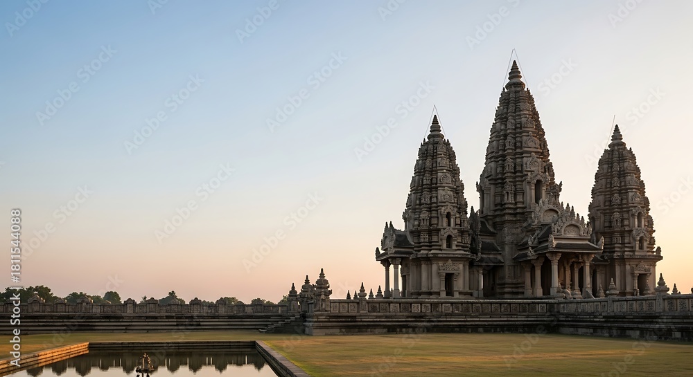 Fototapeta premium Prasat sikhoraphum sandstone temple at twilight, surin province, thailand.